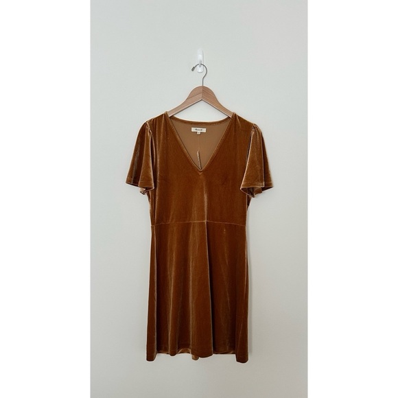 Madewell Velvet V-Neck Flutter Sleeve Dress size Large - Picture 6 of 14